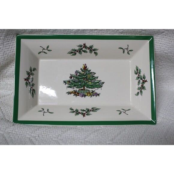Spode Christmas tree Rectangular Tray 8.5 " (Pre-Owned) - Picture 1 of 3